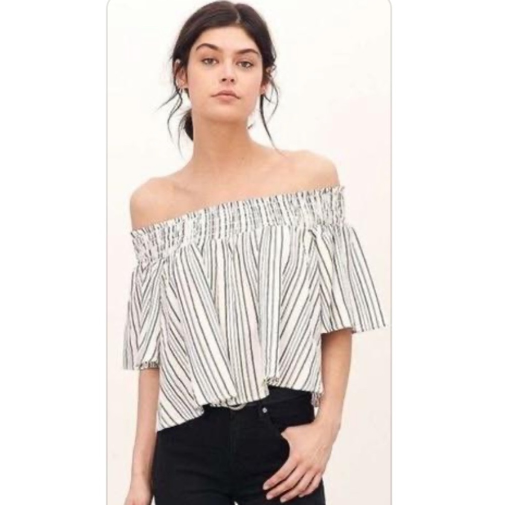 UO Kimchi Blue smocked off-the-shoulder top